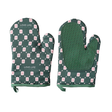 ✨TOATE PRODUSELE✨ - Set 2 manusi cuptor , manusa de bucatarie, rezistenta 330 grade, textil si cauciuc, 26.5x18 cm, verde
