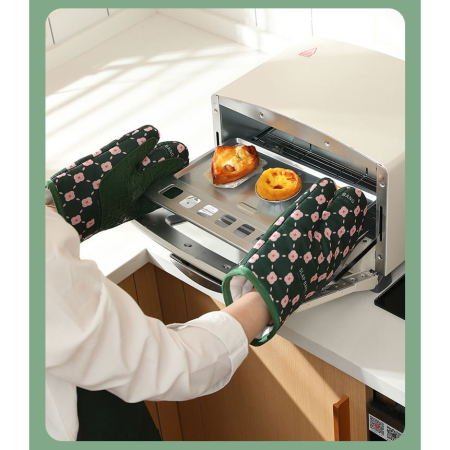 Set 2 manusi cuptor , manusa de bucatarie, rezistenta 330 grade, textil si cauciuc, 26.5x18 cm, verde [3]