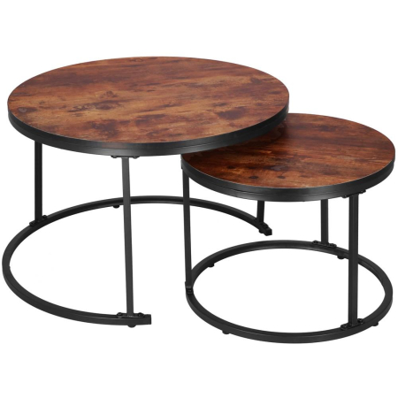 Set 2 mese pentru cafea suprapozabile, cadru otel, 70x70x47 cm si 50x50x40 cm, maro [7]