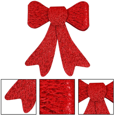 Set 2 ornamente pentru bradul de Craciun, fundita, 18cm, rosu [7]