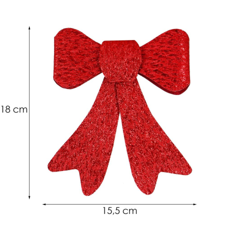 Set 2 ornamente pentru bradul de Craciun, fundita, 18cm, rosu [11]