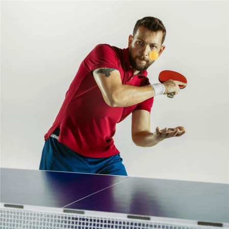 Set 2 palete de ping pong, cu 3 mingi, 25x15cm, negru cu rosu [7]