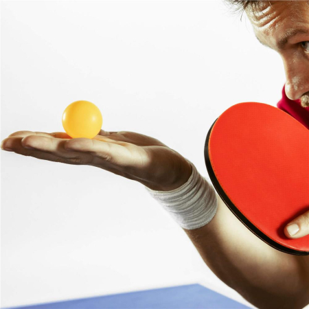 Set 2 palete de ping pong, cu 3 mingi, 25x15cm, negru cu rosu [6]