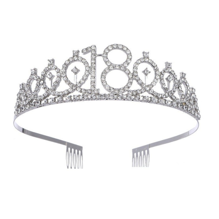 Set 2 Piese pentru Majorat, , 15 x 13 x 5 cm, Coronita Printesa Silver si Panglica 18&amp;Fabulous, Negru [5]