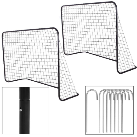 Set 2 porti de fotbal metalice, 122x183cm, profil 25mm, cu elemente de fixare [12]