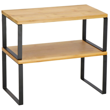 Set 2 rafturi de bucatarie suprapozabile, pentru ustensile sau condimente, 20x34x16cm, natur si negru [4]