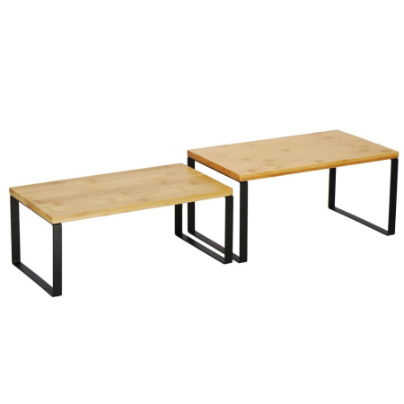 Set 2 rafturi de bucatarie suprapozabile, pentru ustensile sau condimente, 20x34x16cm, natur si negru [5]