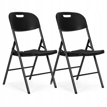 MOBILIER GRADINA - Set 2 scaune pliante 44x58x83 cm, structura metal si sezut HDPE, pliabile si usoare, negru