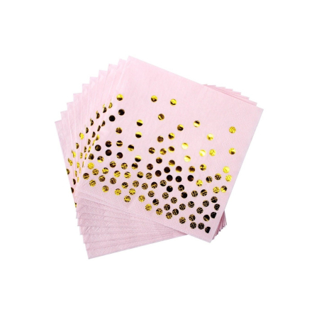 Set 20 de Servetele de Masa, , Imprimeu cu Buline Aurii, din Hartie, 17 x 17 cm, Roz [1]