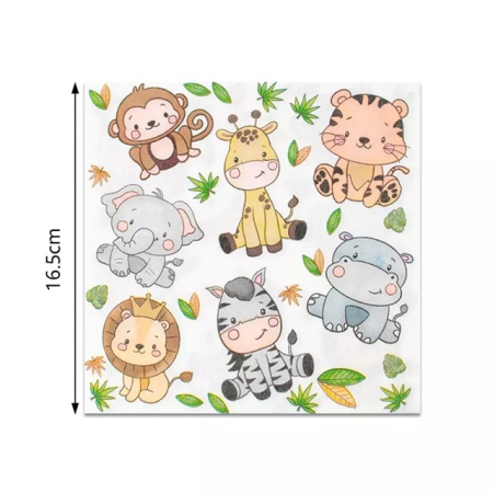 Set 20 de Servetele de Masa, , Imprimeu Jungle, din Hartie, 16.5 x 16.5 cm, Multicolor [4]