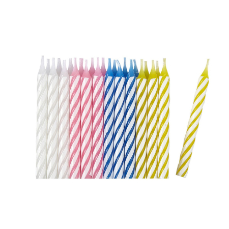 Lumanari si Toppere - Set 24 Lumanari de Tort, , Model Spirala, Party, 6.5 cm, din Parafina, Multicolor