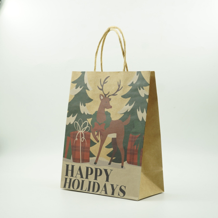 Set 24 pungi cadou , imprimeu tematica Craciun, model random, din hartie, 18.5 x 22.5 x 8.5 cm, multicolor [11]