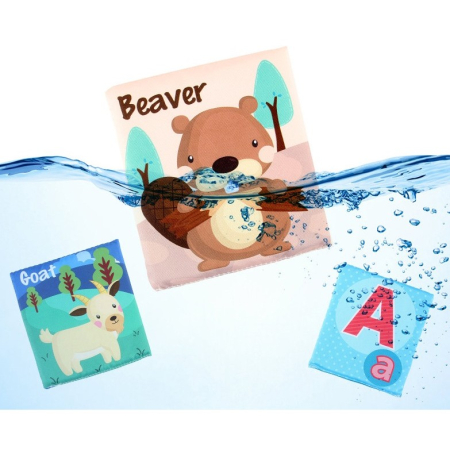 Set 26 Carduri din Panza cu Doua Fete, , Model Litere, Educational, Interactiv, Saculet Inclus, Multicolor [3]