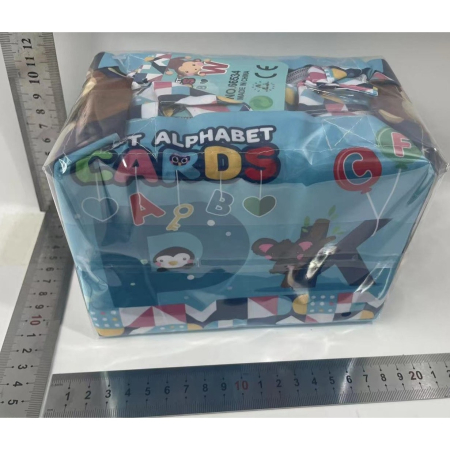 Set 26 Carduri din Panza cu Doua Fete, , Model Litere, Educational, Interactiv, Saculet Inclus, Multicolor [10]