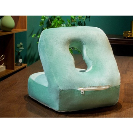 Set 2in1 Patura Microfibra si Perna din Spuma, , pentru Birou, Calatorii, Pauze, Model Dinozaur, Microfibra, 1x1.7 m, 30x35x30 cm, Verde [1]