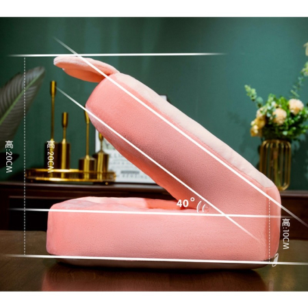 Set 2in1 Patura Microfibra si Perna din Spuma, , pentru Birou, Calatorii, Pauze, Model Iepuras, Microfibra, 1x1.7 m, 30x35x30 cm, Roz [3]