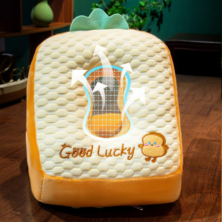 Set 2in1 Patura Microfibra si Perna din Spuma, , pentru Birou, Calatorii, Pauze, Model Paine, Microfibra, 1x1.7 m, 30x35x30 cm, Maro [3]