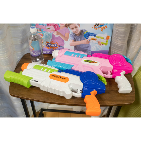 Set 2x Pistol cu Apa pentru Copii, Rezervor, Pentru Piscina/Plaja, , 6ani+, Roz + Albastru, 1000 ML [4]