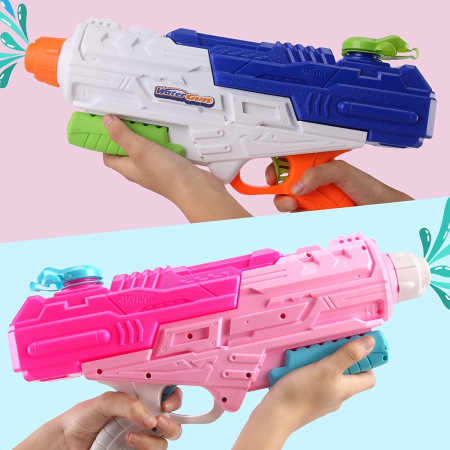 Set 2x Pistol cu Apa pentru Copii, Rezervor, Pentru Piscina/Plaja, , 6ani+, Roz + Albastru, 1200 ML [6]
