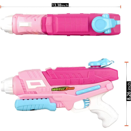Set 2x Pistol cu Apa pentru Copii, Rezervor, Pentru Piscina/Plaja, , 6ani+, Roz + Albastru, 600 ML [1]