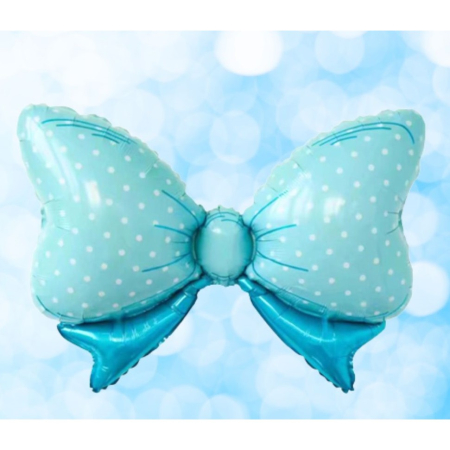 Set 3 Baloane din Folie Metalizata, , Figurine Carucior, Inima, Fundita, Tema Botez, 45 cm, Ambalaj Individual, Pai Inclus, Umflare cu Aer sau Heliu, Albastru [4]