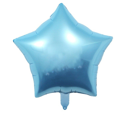 Set 3 Baloane din Folie Metalizata, , Figurine Picior 46x79 cm, Inima 45cm, Stea 45cm, Model It's a Boy, Tema Gender Reveal, Ambalaj Individual, Pai Inclus, Umflare cu Aer sau Heliu, Albastru [2]