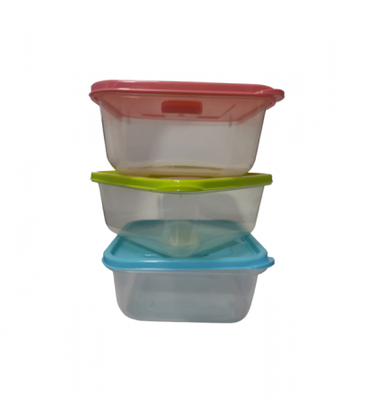 Set 3 Caserole din PVC pentru Depozitat si Transportat Alimente, 14x14 cm, Multicolor [0]