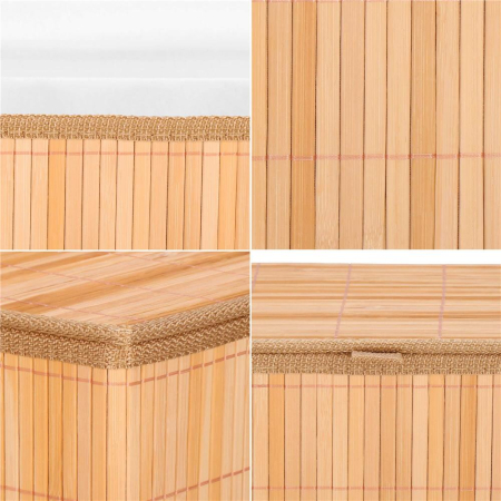 Set 3 cutii organizatoare din bambus, cu capac, diverse dimensiuni, maro [18]