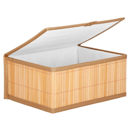 Set 3 cutii organizatoare din bambus, cu capac, diverse dimensiuni, maro [11]