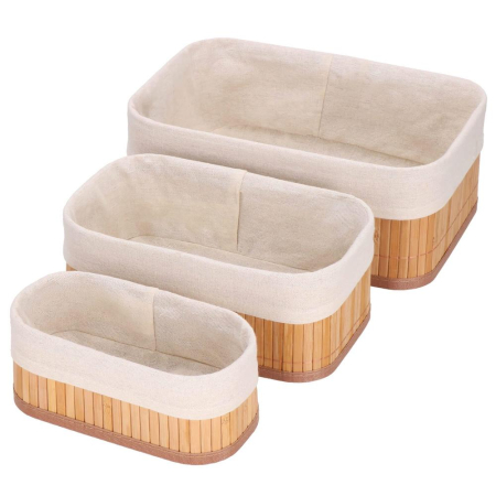 Disponibil livrare locker S - Set 3 cutii organizatoare din bambus, diverse dimensiuni, maro