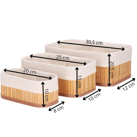 Set 3 cutii organizatoare din bambus, diverse dimensiuni, maro [21]