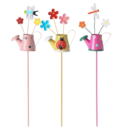 Articole pentru Gradina si Bricolaj - Set 3 Decoratiuni de Gradina, , Model Stropitoare, din Fier, 28 x 5 cm, Multicolor