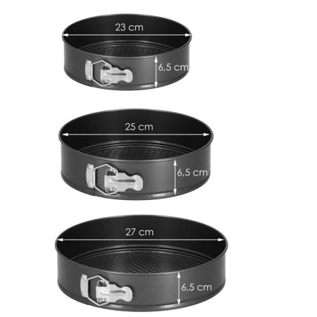 Set 3 forme de copt, 27, 25 si 23 cm, cu fund detasabil, gri [21]