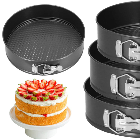 Set 3 forme de copt, 27, 25 si 23 cm, cu fund detasabil, gri [15]