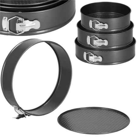 Set 3 forme de copt, 27, 25 si 23 cm, cu fund detasabil, gri [12]