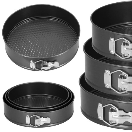 Set 3 forme de copt, 27, 25 si 23 cm, cu fund detasabil, gri [14]