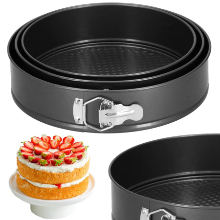 Set 3 forme de copt, 27, 25 si 23 cm, cu fund detasabil, gri [9]