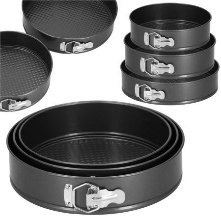 Set 3 forme de copt, 27, 25 si 23 cm, cu fund detasabil, gri [23]