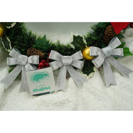 Set 3 fundite pentru brad, Argintii, 10 x 11 cm, din poliester,  [2]