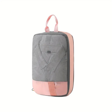 Set 3 Genti de Calatorie , Pentru Depozitare, Compresibile, 3 Dimensiuni, Mic, Mediu, Mare, Impermeabile, Fermoar Dublu, Roz [4]