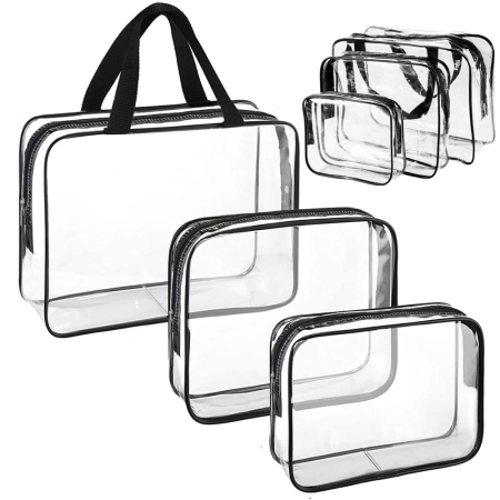 Set 3 genti organizatoare de calatorie cu fermoar, diverse dimensiuni, transparente [10]
