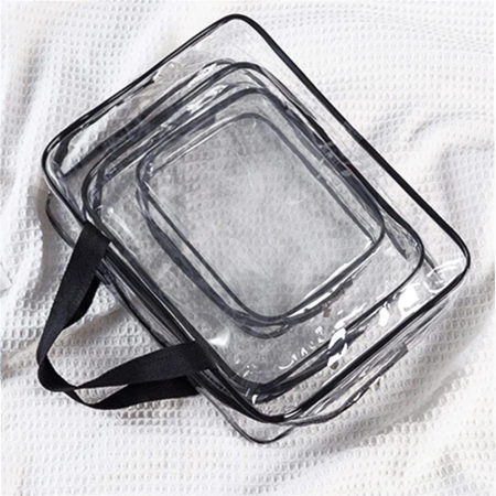 Set 3 genti organizatoare de calatorie cu fermoar, diverse dimensiuni, transparente [1]