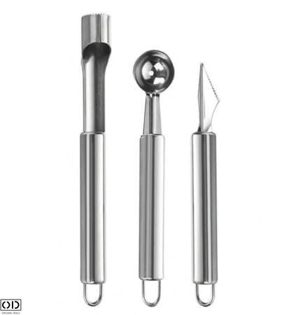 Set 3 Instrumente Metalice Original Deals, pentru Curatat si Decorat Fructe si Legume, Premium din Inox [8]