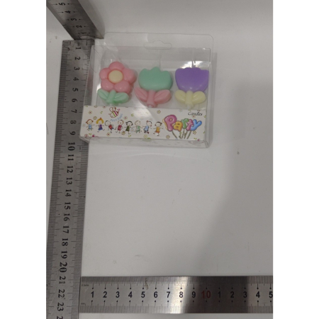 Set 3 Lumanari, , Tema Flori, Model 1, din Parafina, Multicolor [4]