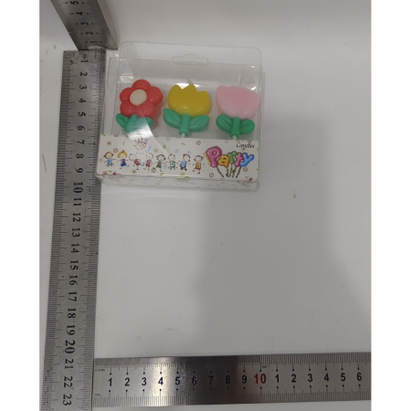 Set 3 Lumanari, , Tema Flori, Model 3, din Parafina, Multicolor [2]