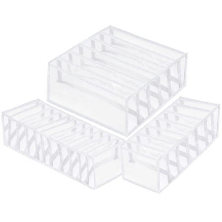 ORGANIZARE - Set 3 organizatoare sertar pliabile pentru sosete/lenjerie, alb