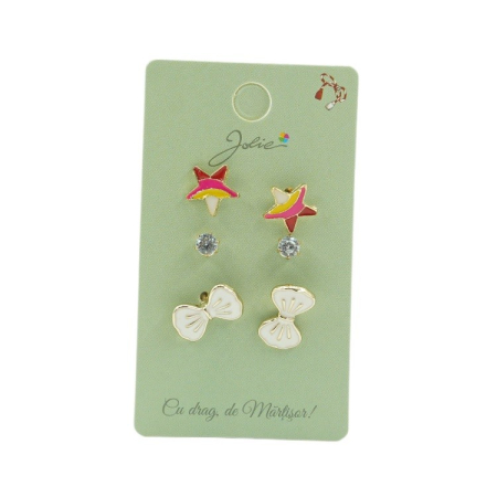 Cercei - Set 3 Perechi Cercei Stea, Piatra, Fundita