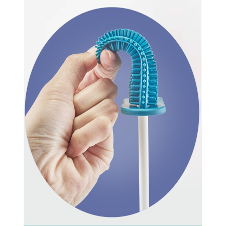 Set 3 Perii pentru Toaleta, , din Silicon, Perie Zimtata, Cap Flexibil, Suport Adeziv pentru Montarea pe Perete, 39 x 19 x 9.8 cm, Albastru/Alb [7]
