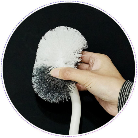 Set 3 Perii pentru Toaleta, , din Silicon, Perie Zimtata, Cap Flexibil, Suport Adeziv pentru Montarea pe Perete, 39 x 19 x 9.8 cm, Gri/Alb [5]