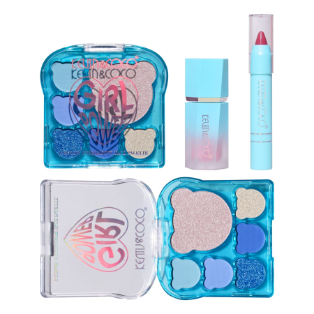 Set 3 Produse de Machiaj, KEVIN &amp; COCO, Ice Blue Bear, 6 culori, 15.5 x 13 x 3.4 cm [8]